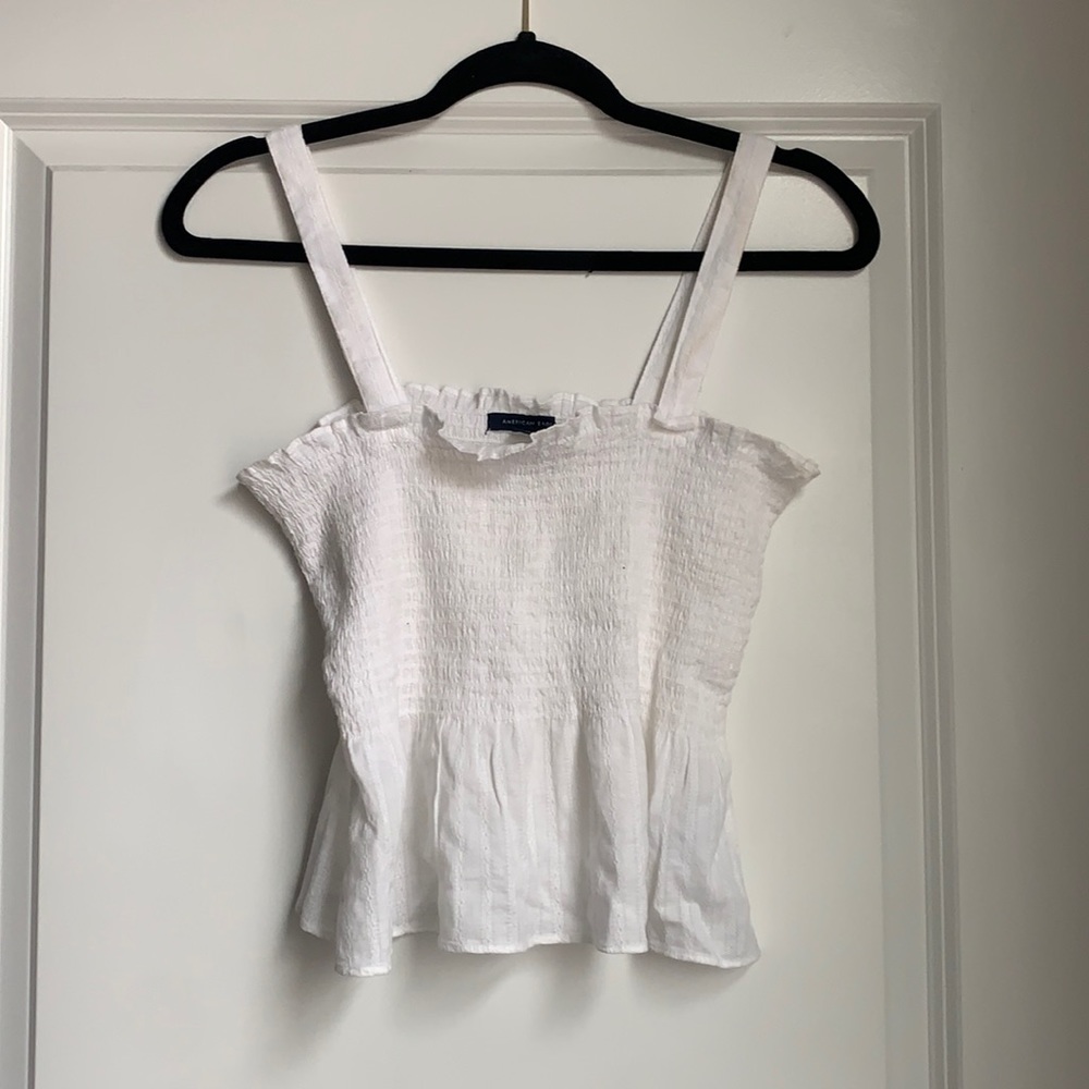 Ruffle White Tank Top